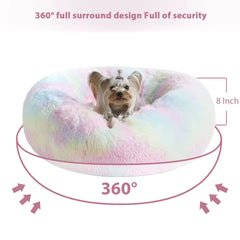 Luxury Calming Donut Pet Bed – Washable Plush Faux Fur - Thumbnail 3