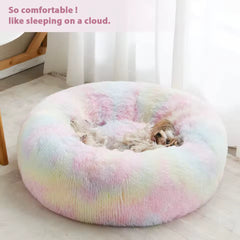 Luxury Calming Donut Pet Bed – Washable Plush Faux Fur - Thumbnail 1