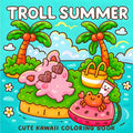 Troll Summer Kawaii Coloring Book For Adult Tropical Island Palm Holiday Beach Scenes Anti Anxiety Stress Relief Drawing Book