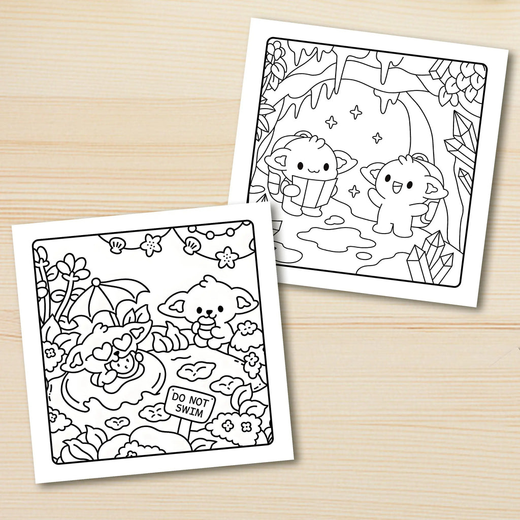 Troll Summer Kawaii Coloring Book For Adult Tropical Island Palm Holiday Beach Scenes Anti Anxiety Stress Relief Drawing Book