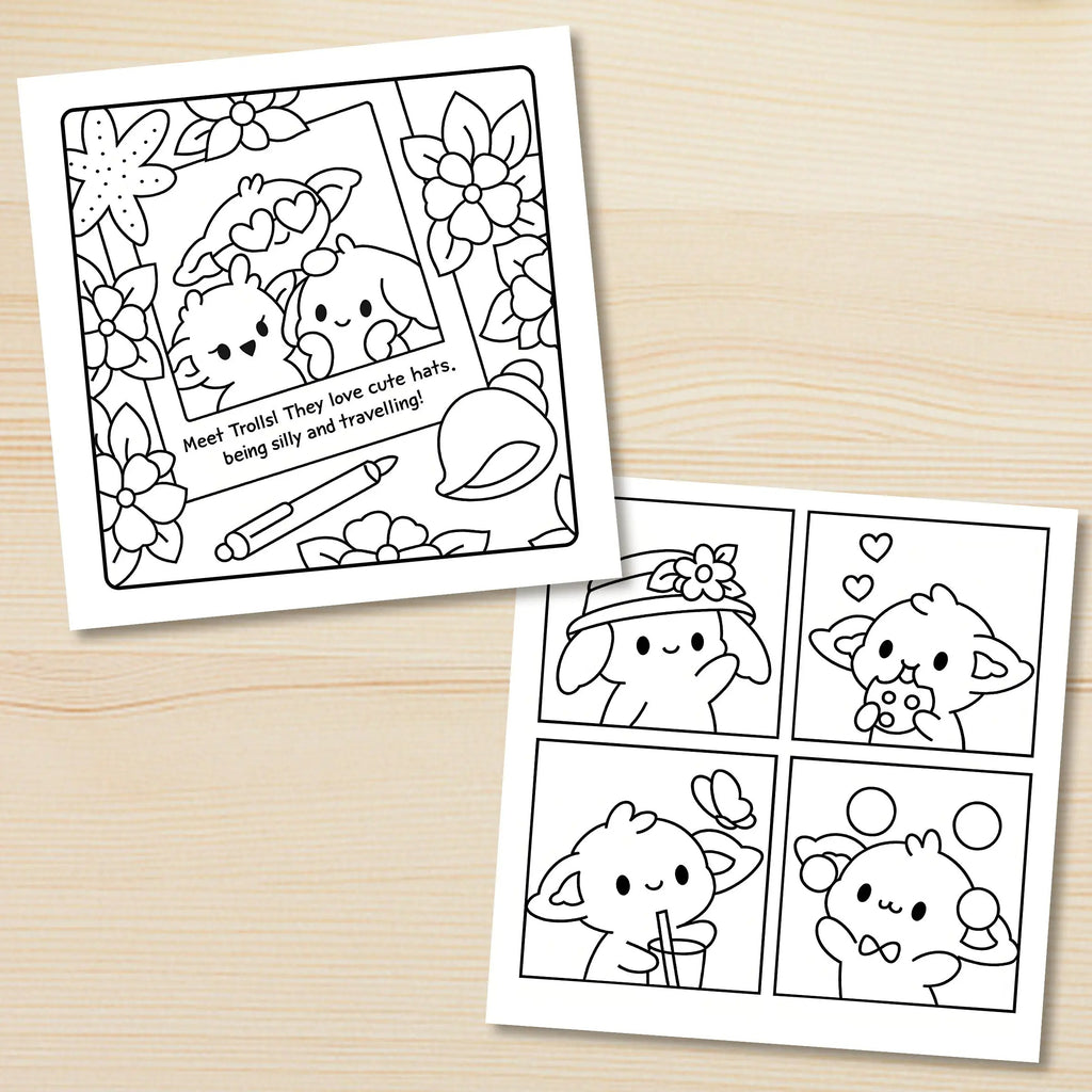 Troll Summer Kawaii Coloring Book For Adult Tropical Island Palm Holiday Beach Scenes Anti Anxiety Stress Relief Drawing Book