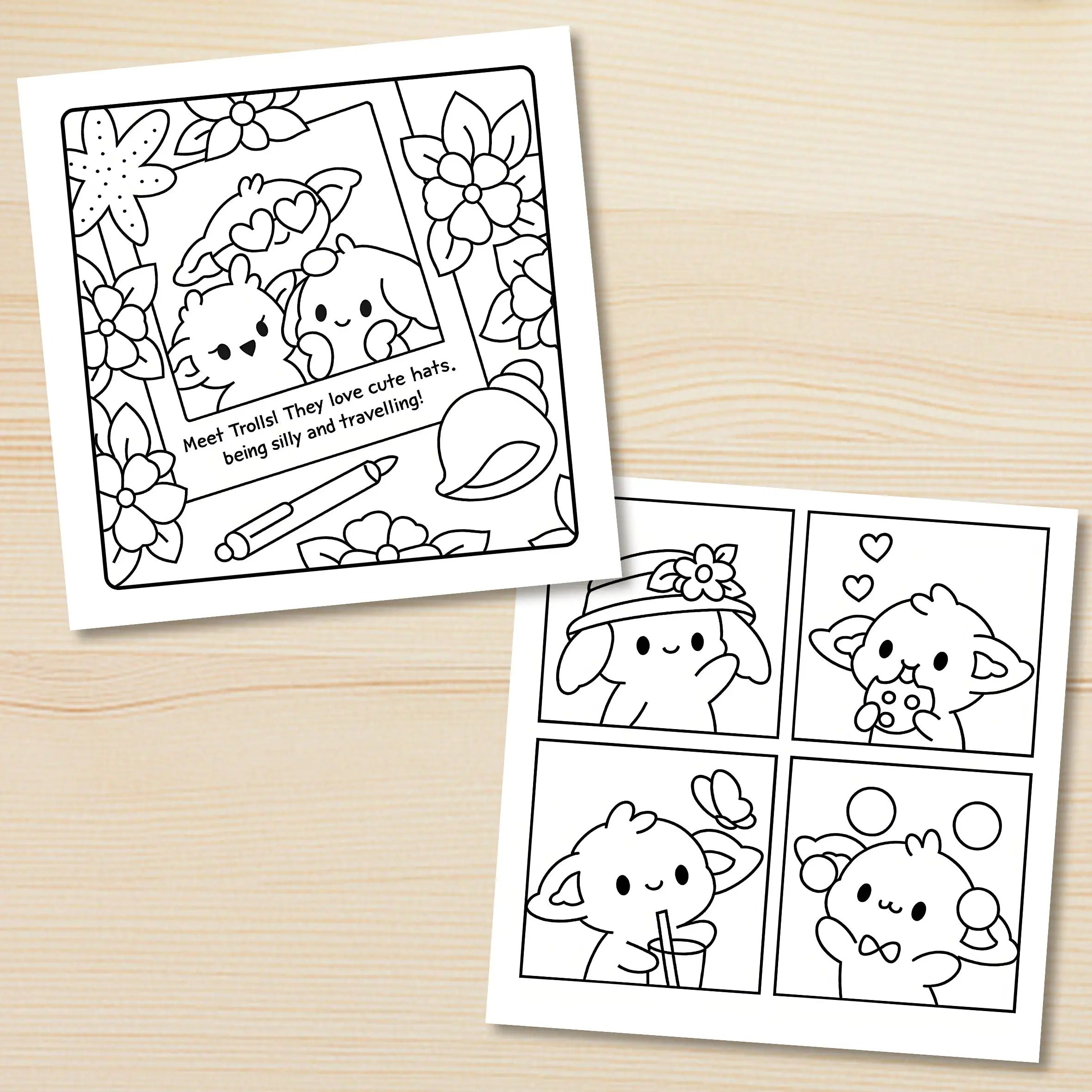 Troll Summer Kawaii Coloring Book For Adult Tropical Island Palm Holiday Beach Scenes Anti Anxiety Stress Relief Drawing Book